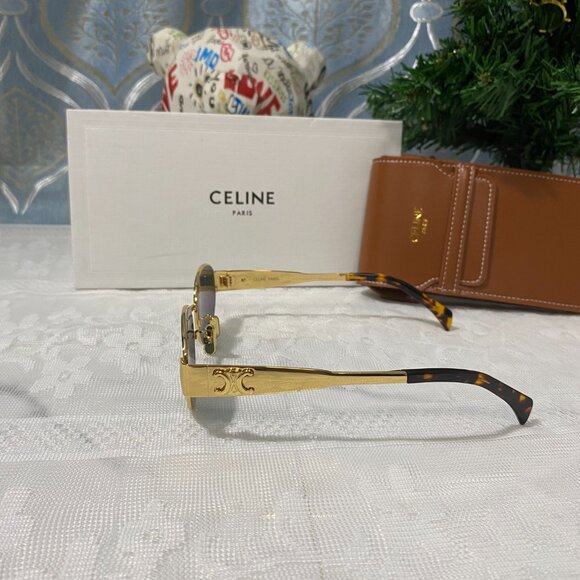 Celine Sunglasses with Gold Frame and Green Lenses main image 5
